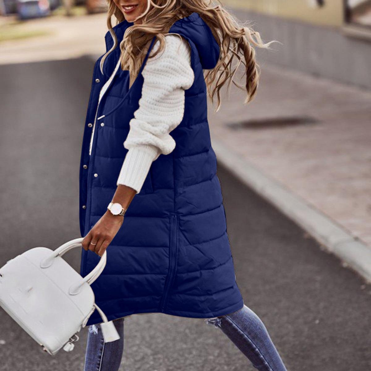 Quilted Vest with Hood and Zip Pockets