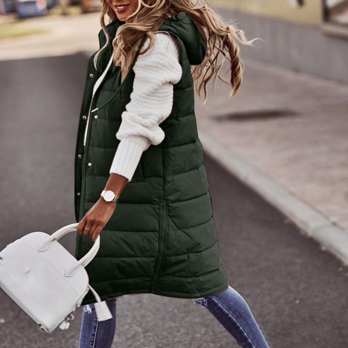 Quilted Vest with Hood and Zip Pockets