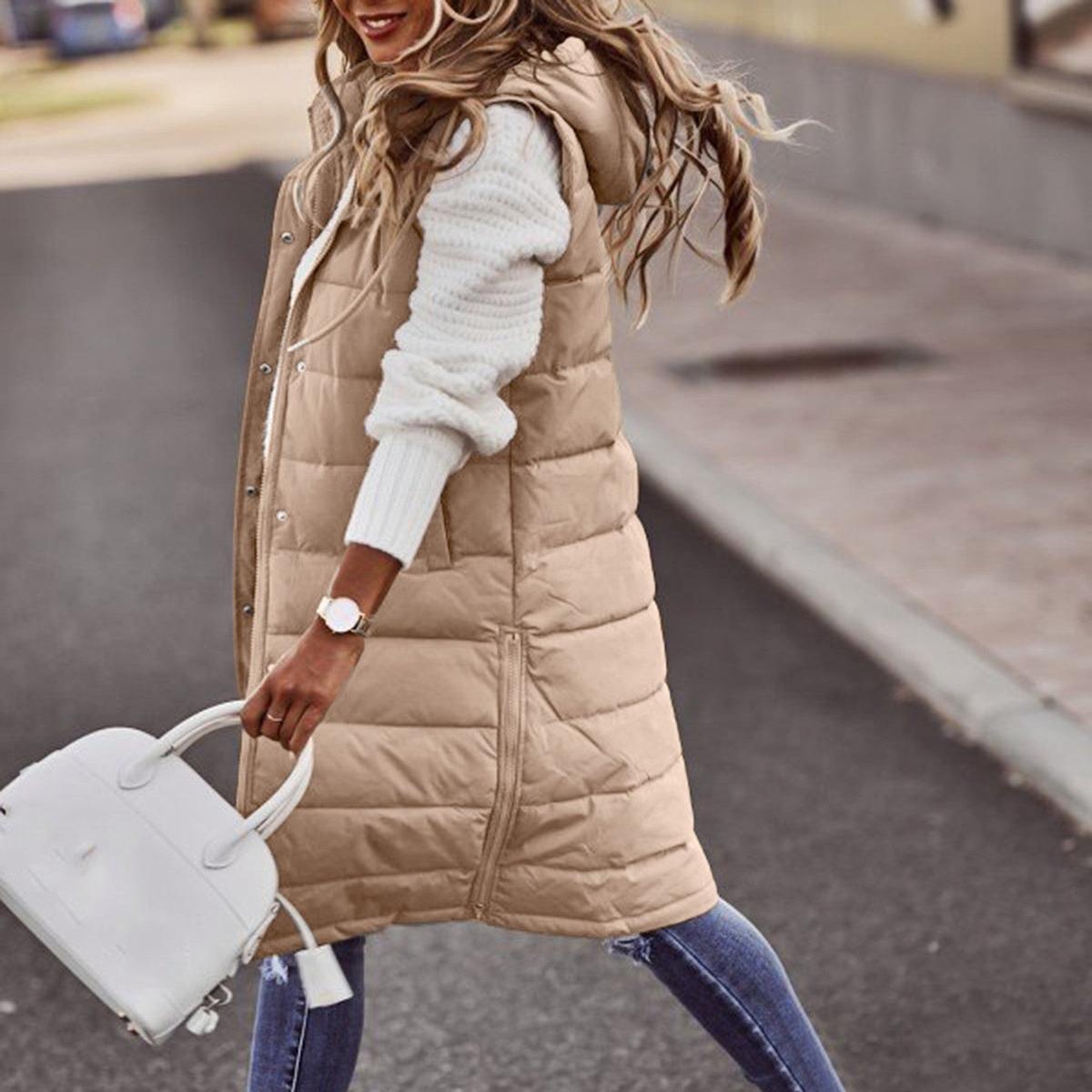 Quilted Vest with Hood and Zip Pockets