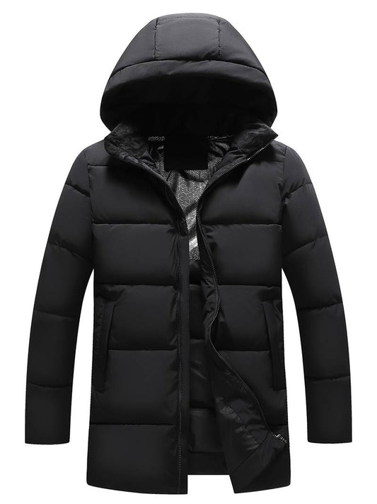 Chris - Long Quilted Men's Winter Coat with Hood