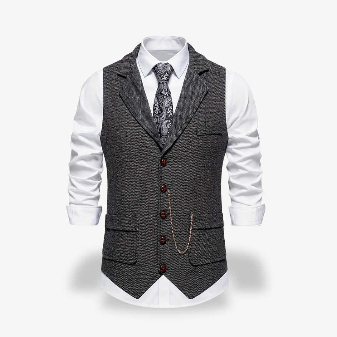 Men’s Herringbone Vest with Chain