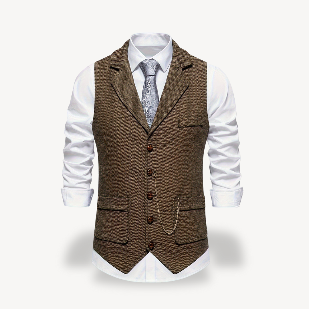 Men’s Herringbone Vest with Chain