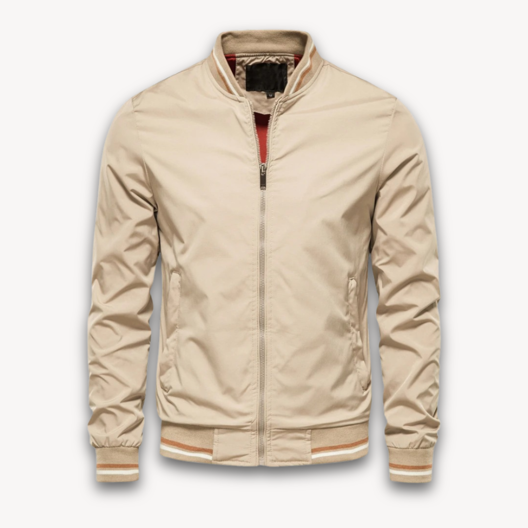 Men’s Minimalist Striped Trim Bomber