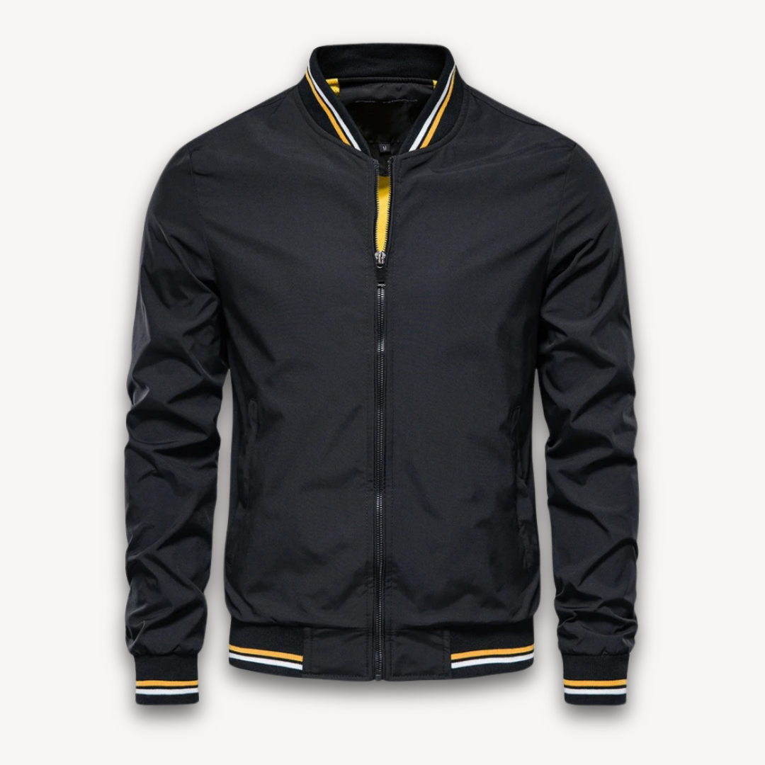 Men’s Minimalist Striped Trim Bomber