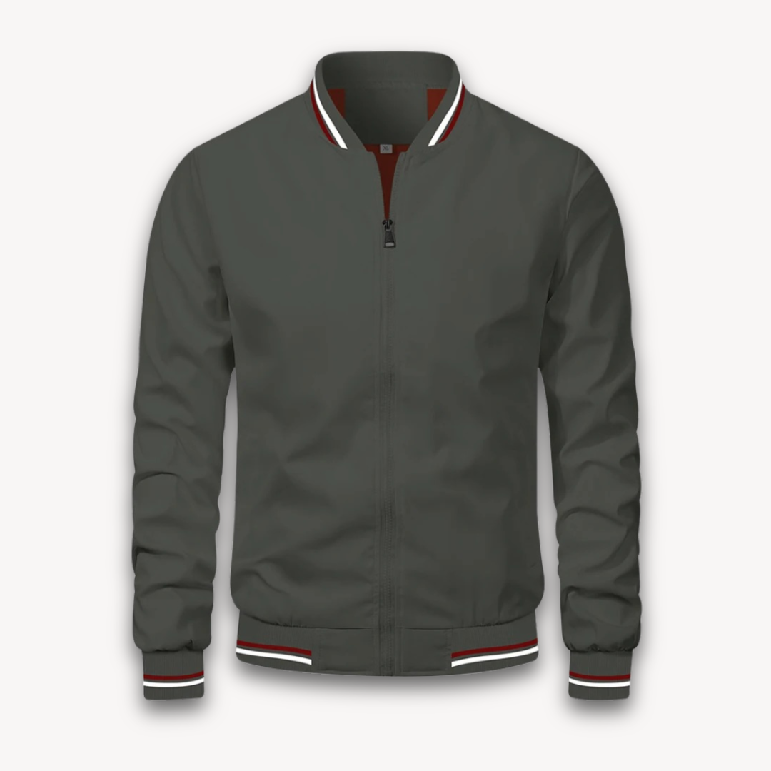 Men’s Minimalist Striped Trim Bomber
