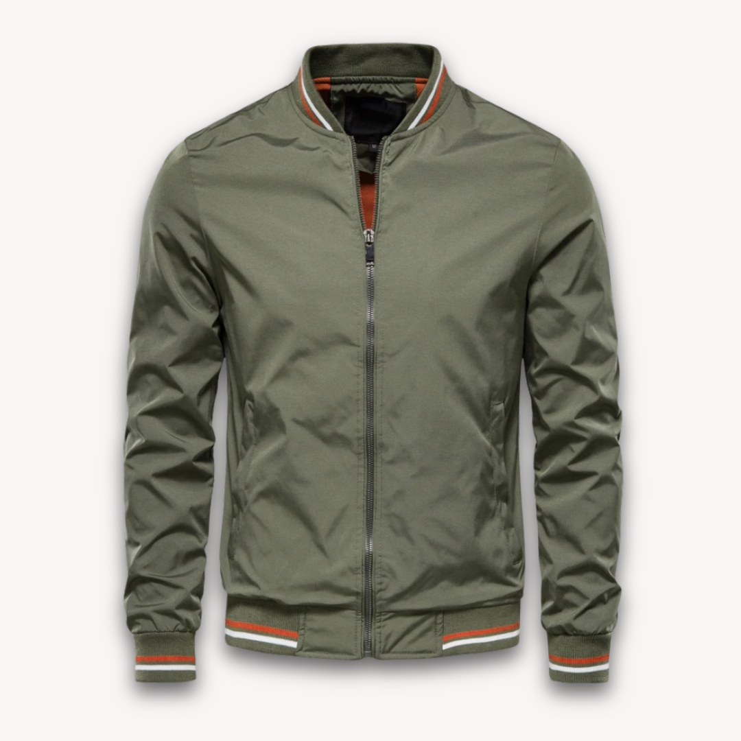 Men’s Minimalist Striped Trim Bomber