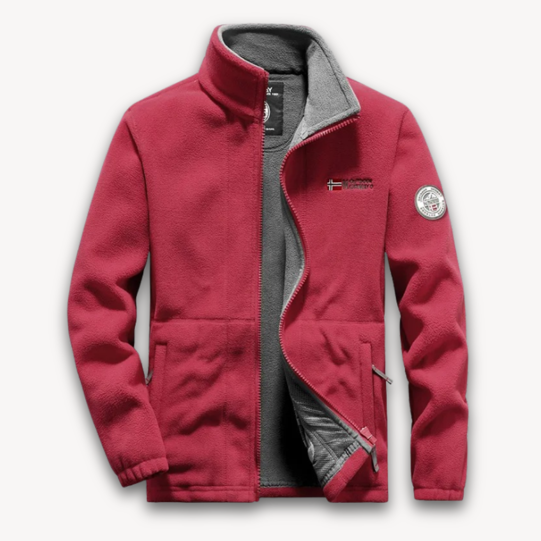 Men’s Embroidered High-Collar Fleece Jacket