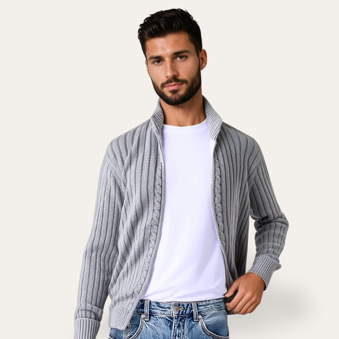 Men’s Casual Ribbed Knit Layering Cardigan