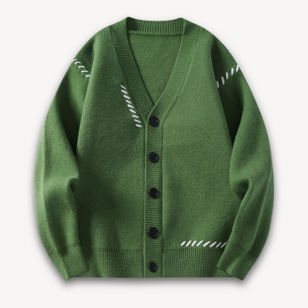Men’s Decorative Stitch V-Neck Cardigan