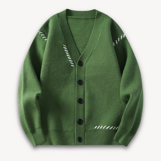 Men’s Decorative Stitch V-Neck Cardigan