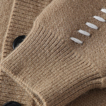 Men’s V-Neck Cardigan with Bold Stitching