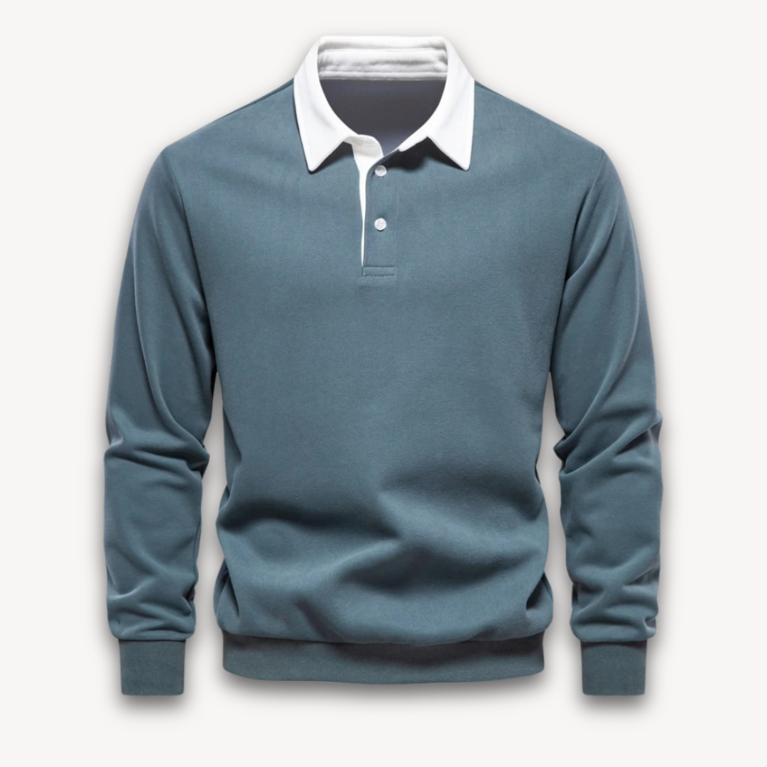 Men’s Classic Rugby Shirt with Contrast Collar