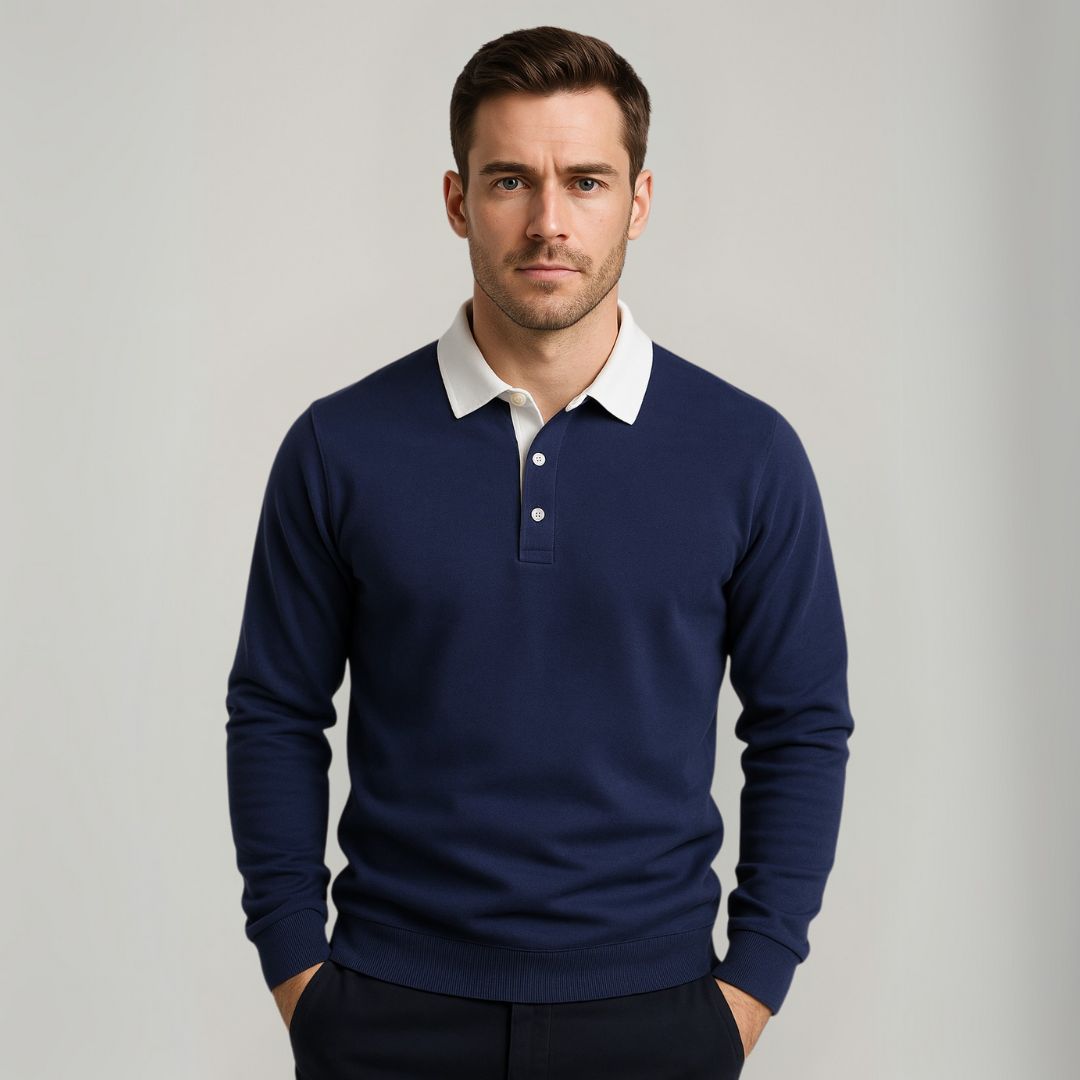 Men’s Classic Rugby Shirt with Contrast Collar