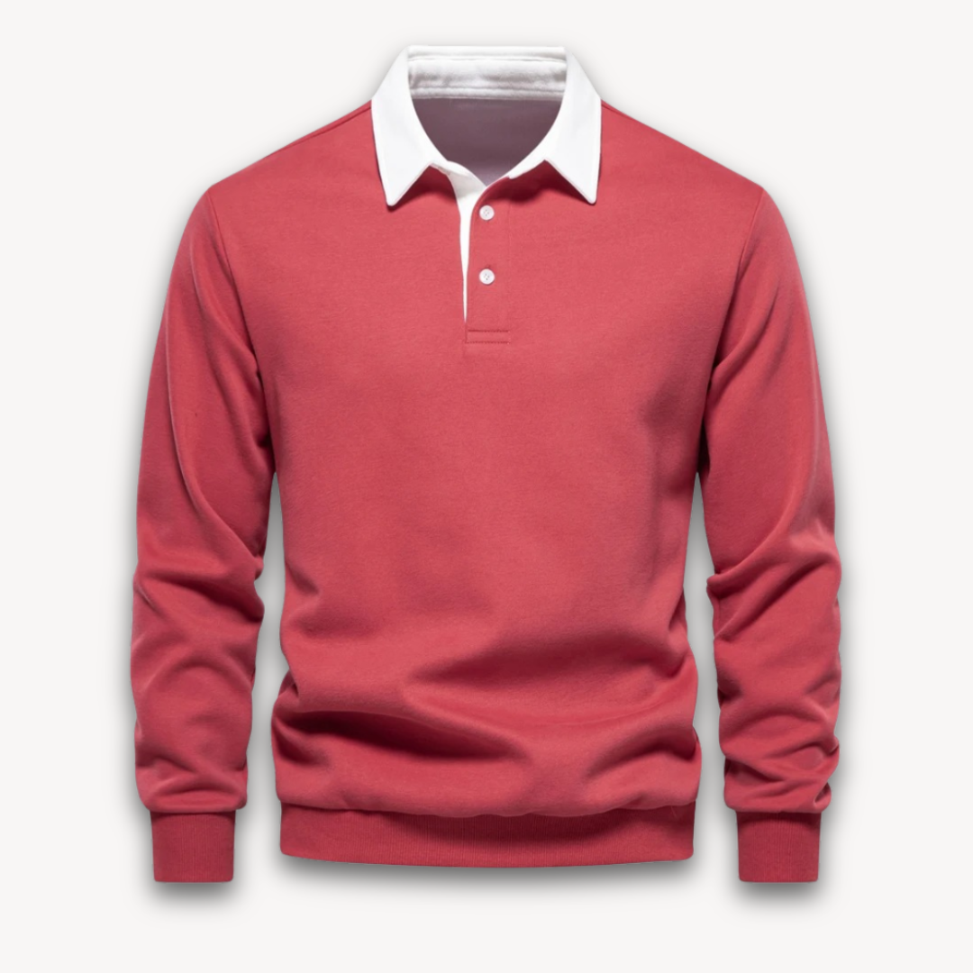 Men’s Classic Rugby Shirt with Contrast Collar