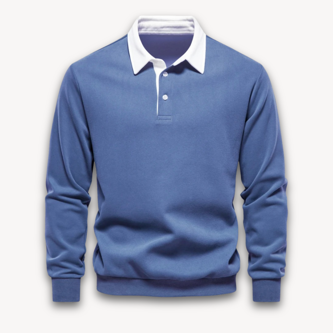Men’s Classic Rugby Shirt with Contrast Collar
