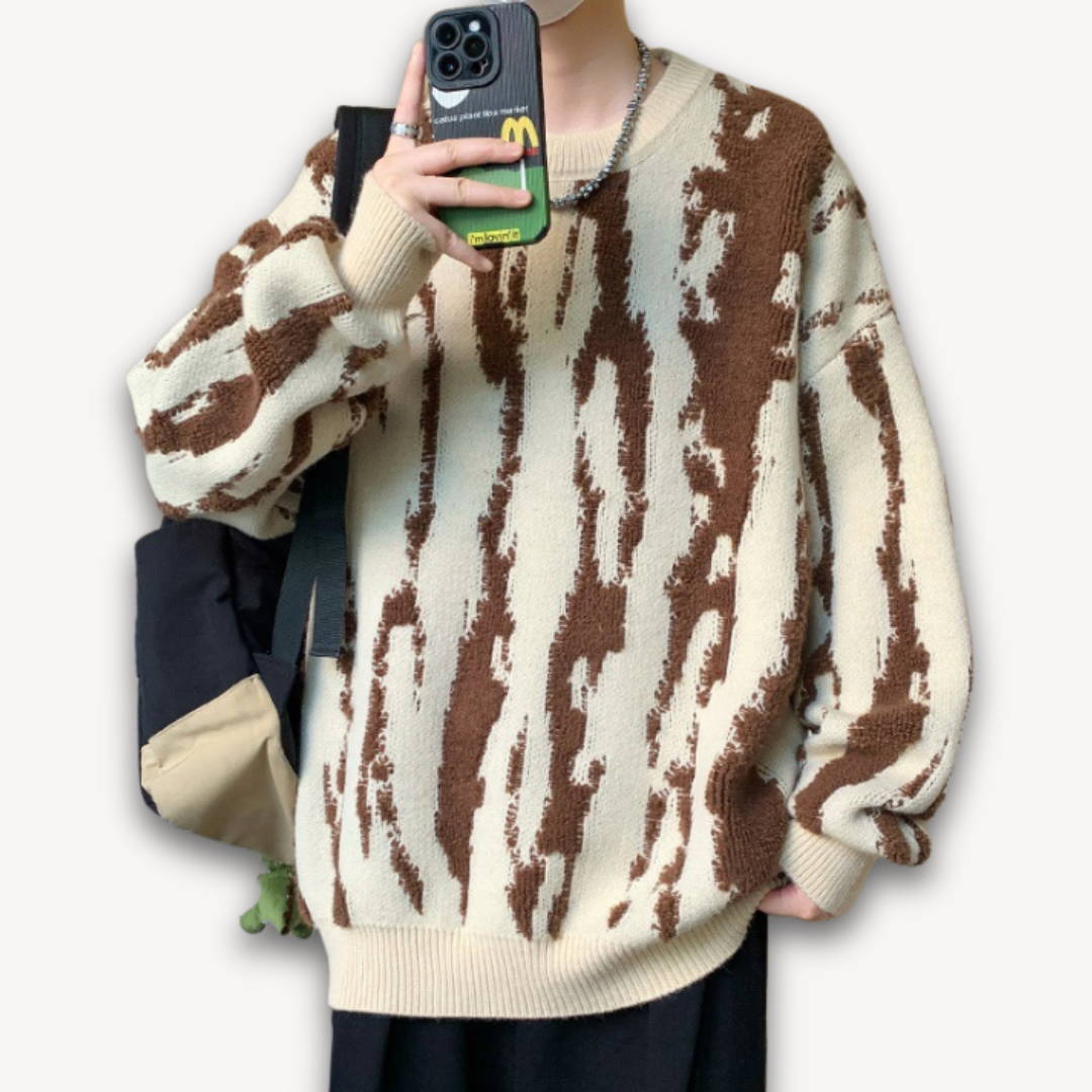 Men’s Abstract Jacquard Crewneck Sweater
