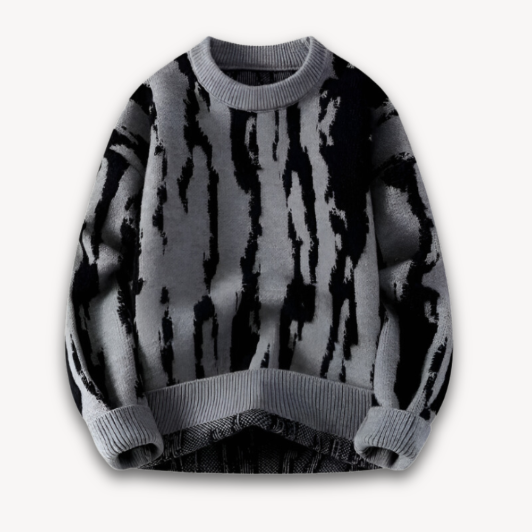 Men’s Abstract Jacquard Crewneck Sweater