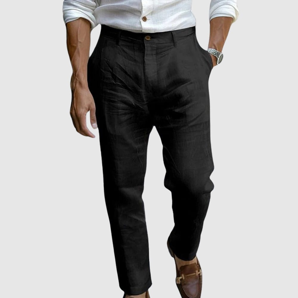 Slim Fit Men's Casual Pants with Button Fly and Pockets