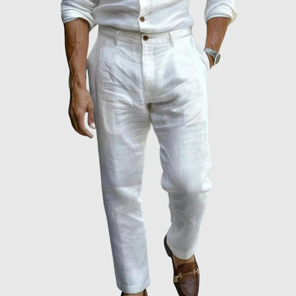 Slim Fit Men's Casual Pants with Button Fly and Pockets - BritishElegance