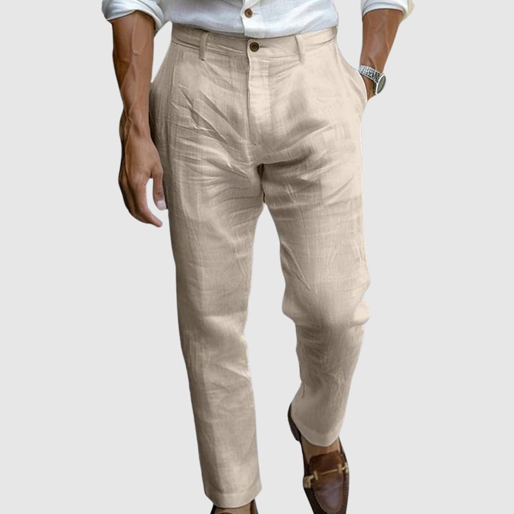 Slim Fit Men's Casual Pants with Button Fly and Pockets