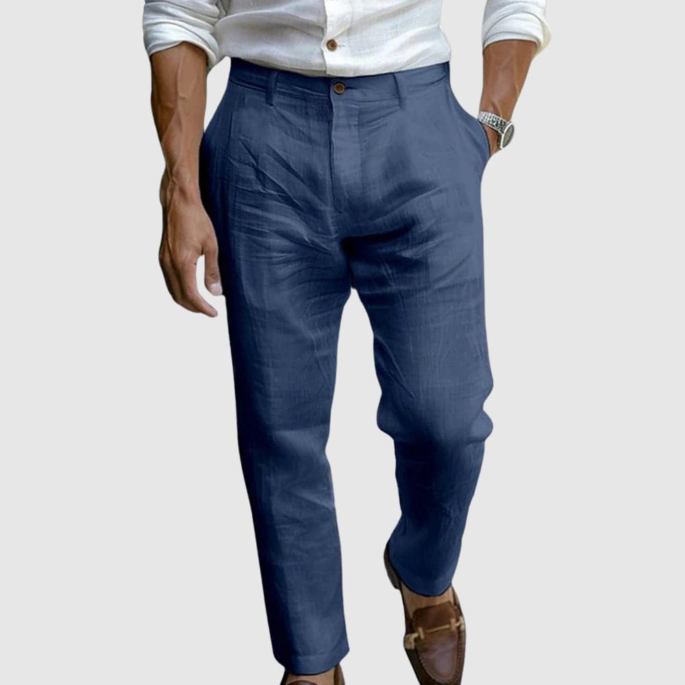 Slim Fit Men's Casual Pants with Button Fly and Pockets