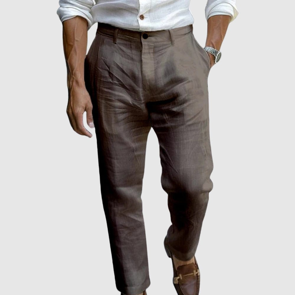 Slim Fit Men's Casual Pants with Button Fly and Pockets