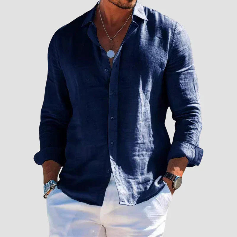 Casual Cotton Long-Sleeve Shirt – Classic Comfortable Style - BritishElegance