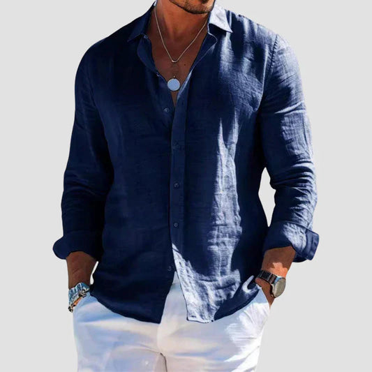 Casual Cotton Long-Sleeve Shirt – Classic Comfortable Style - BritishElegance