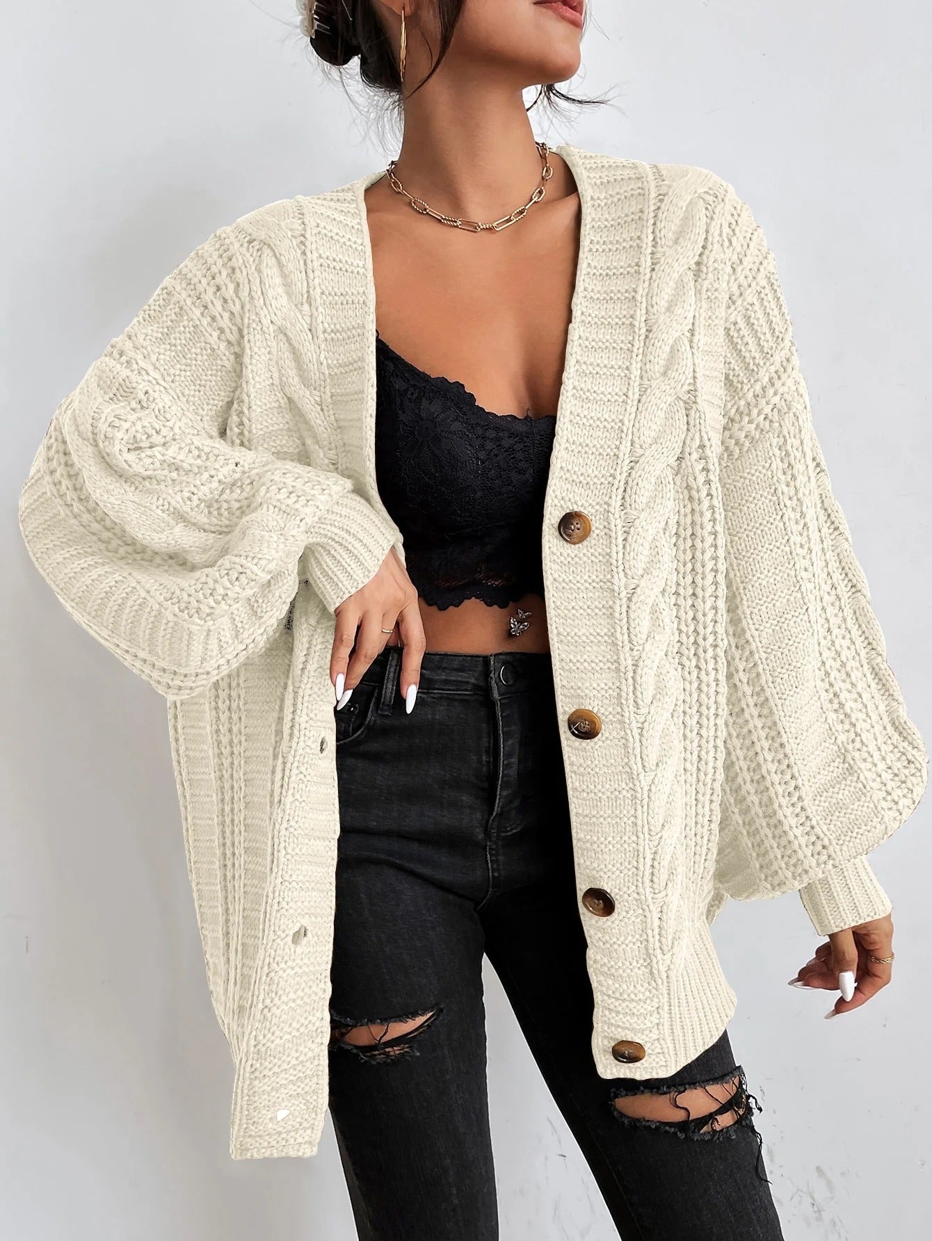Women's Cozy Oversized Knit Cardigan Sweater