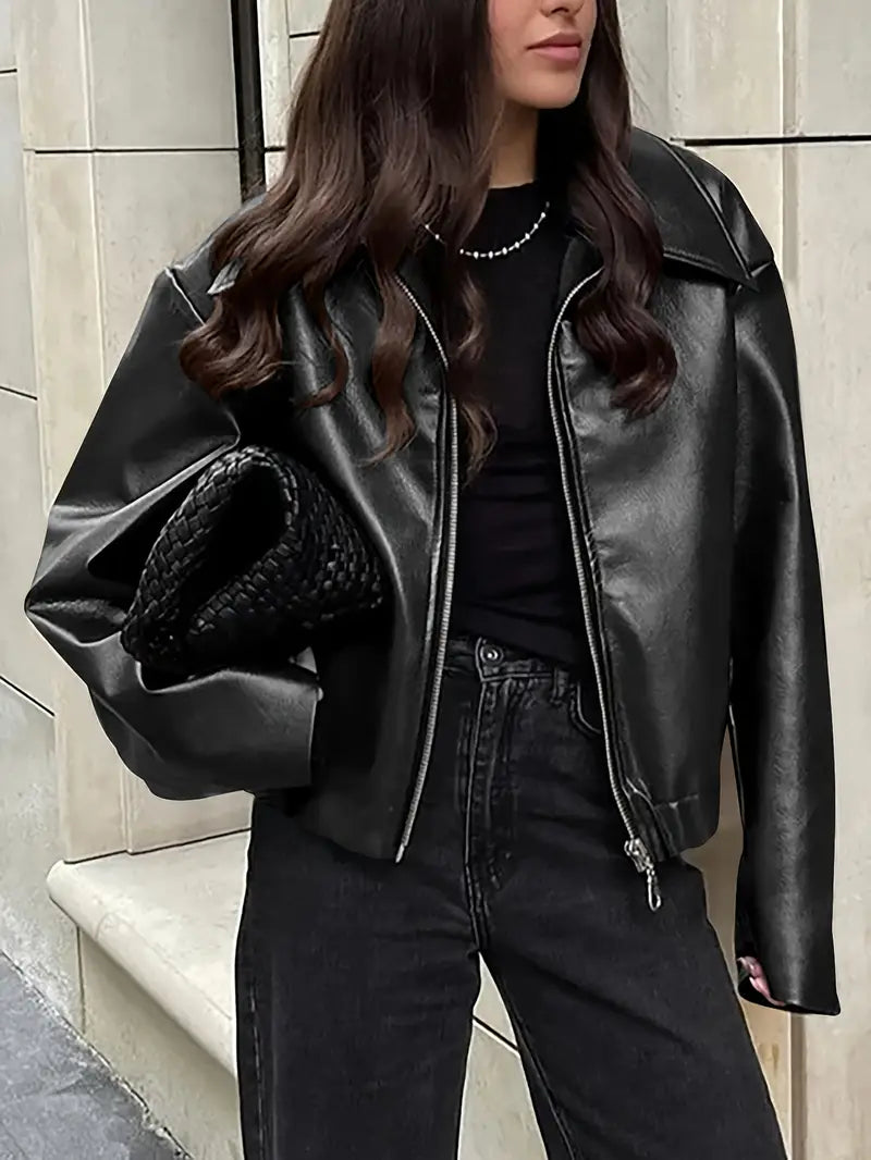 Casual Women's Loose Fit Zip Jacket