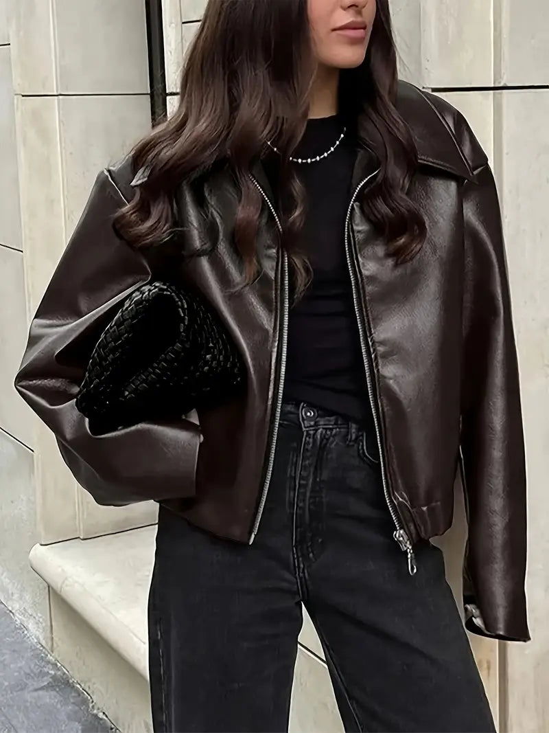 Casual Women's Loose Fit Zip Jacket