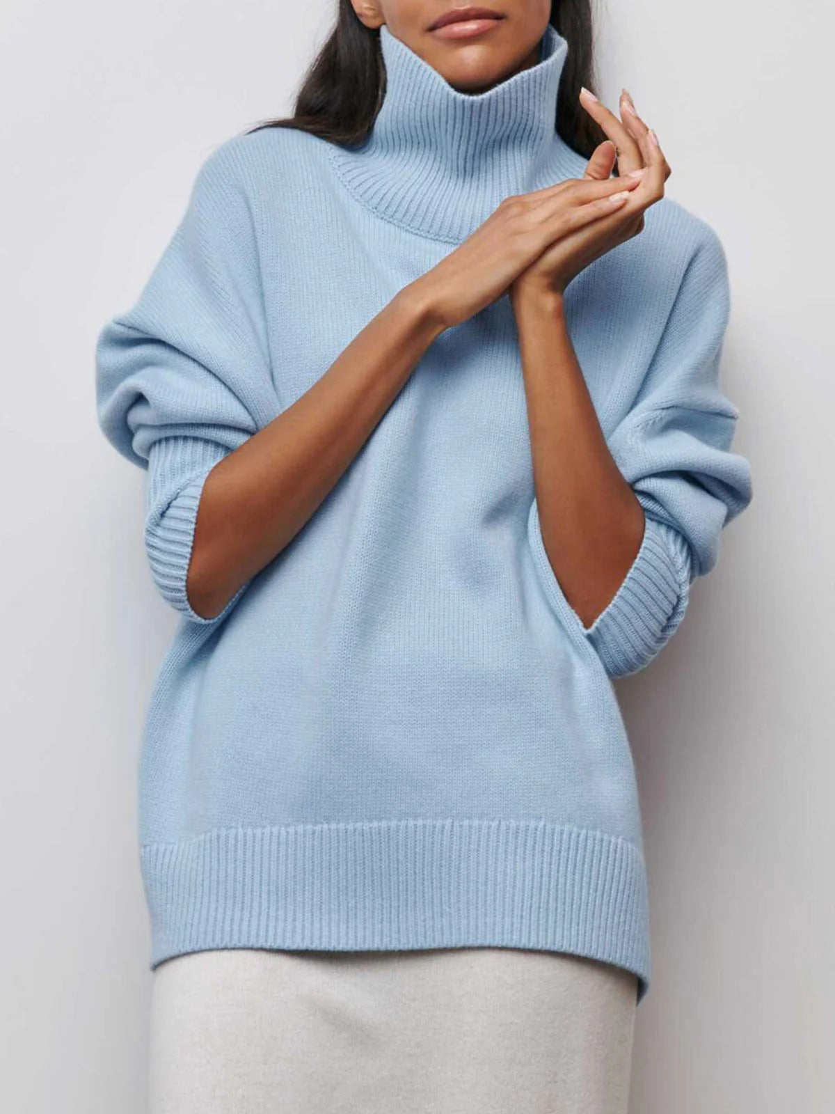 Comfortable Women's Large Turtleneck Jumper Sweater - BritishElegance
