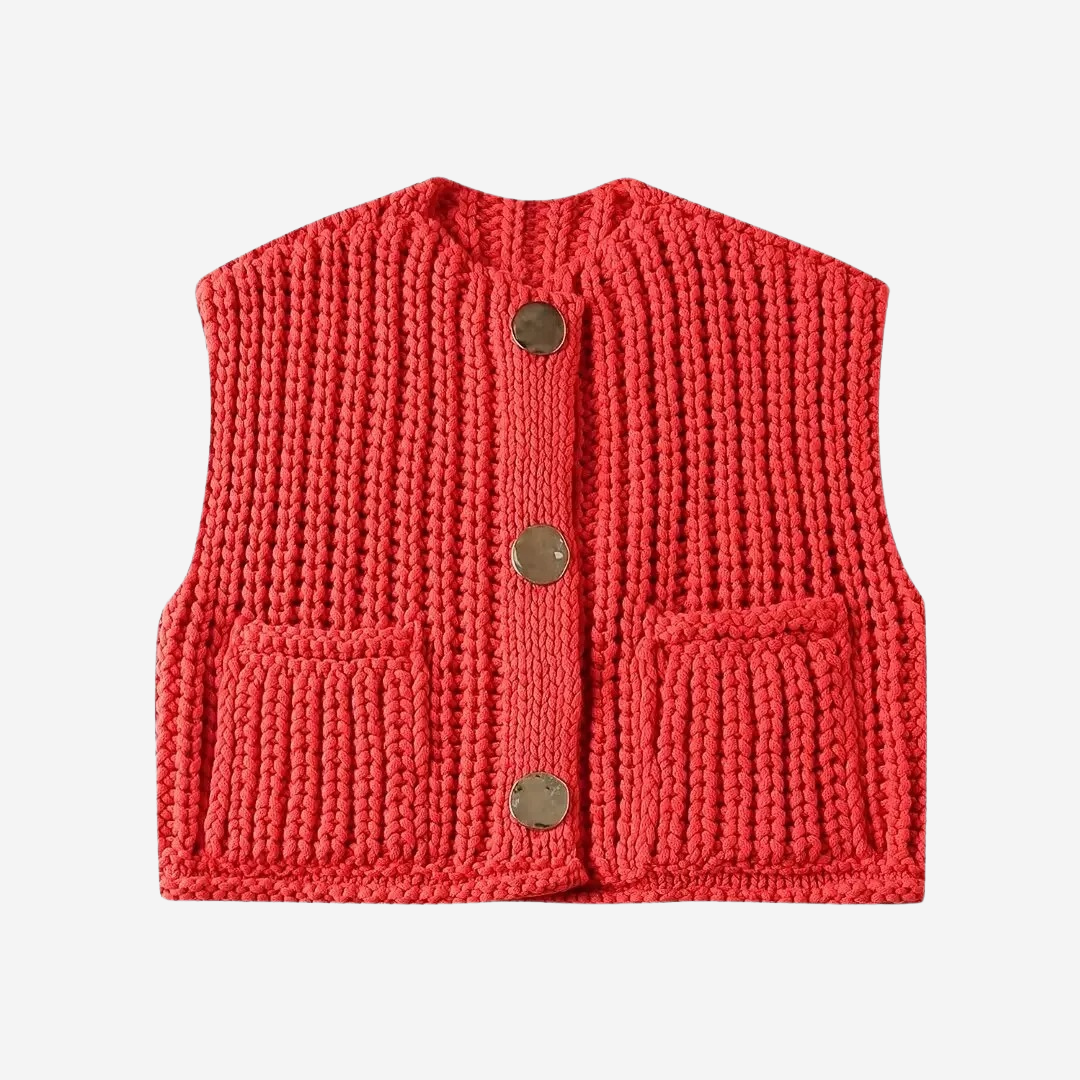 Cozy Women's Knit Button Sweater Vest - BritishElegance
