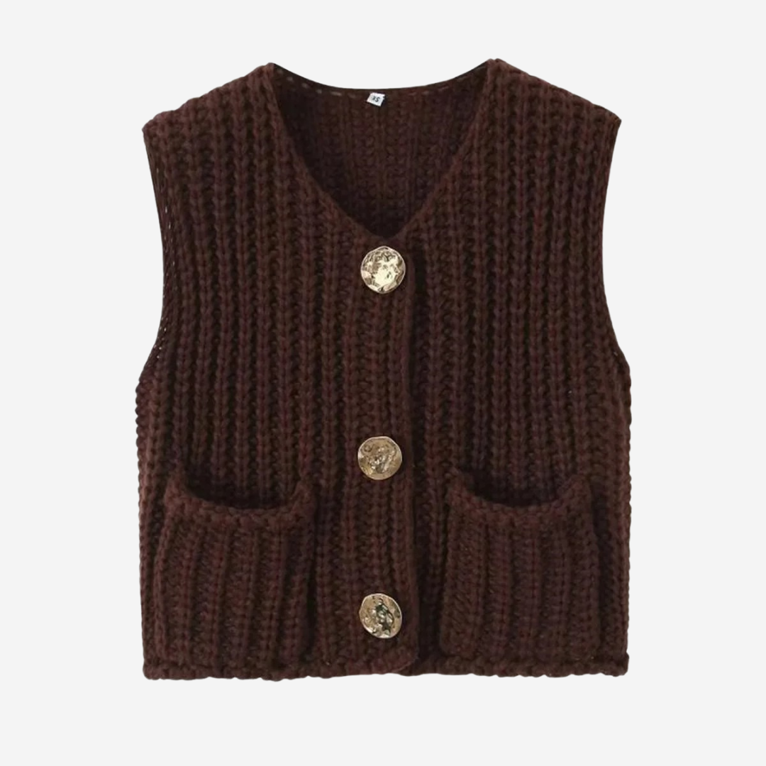 Cozy Women's Knit Button Sweater Vest