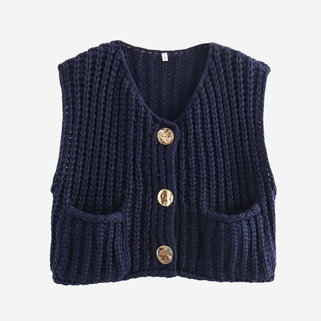 Cozy Women's Knit Button Sweater Vest