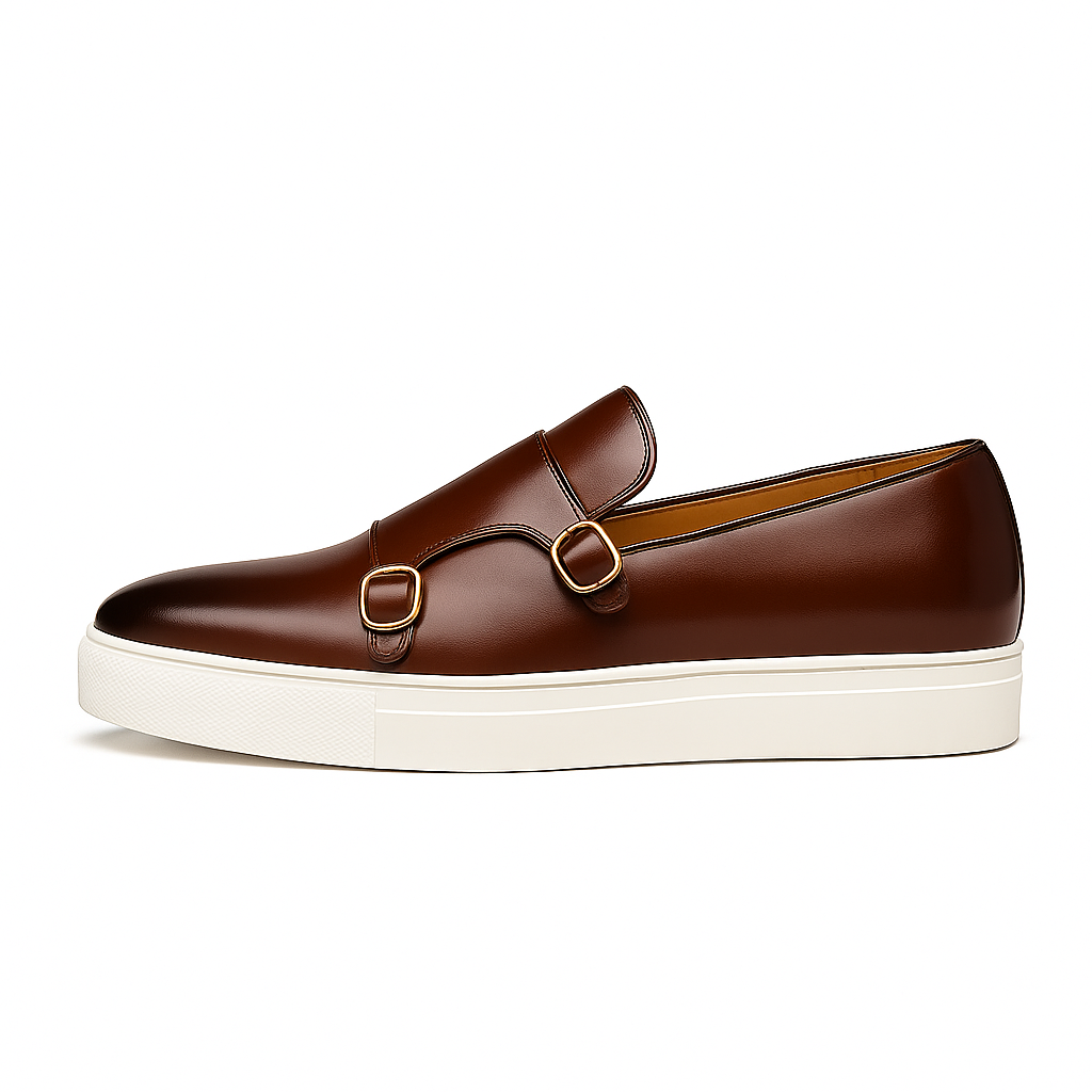 Men’s Double Buckle Leather Loafers