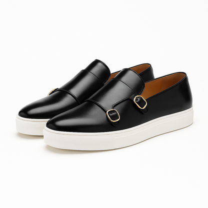 Men’s Double Buckle Leather Loafers