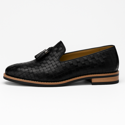 Men's Casual Woven Leather Loafers