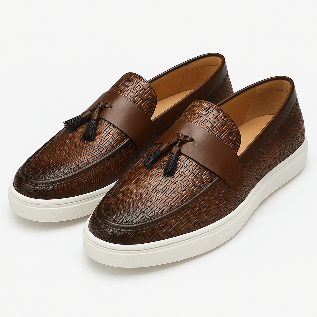 Men’s Woven Leather Tassel Loafers