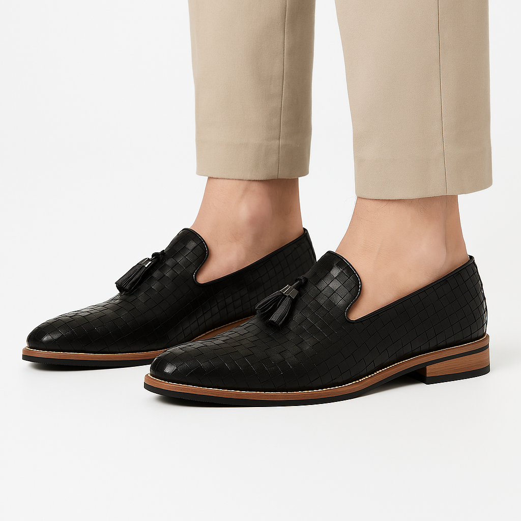 Men's Casual Woven Leather Loafers