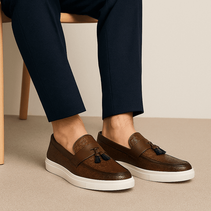 Men’s Woven Leather Tassel Loafers