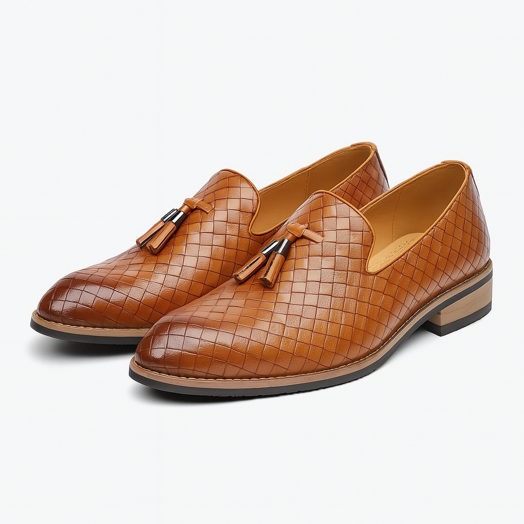 Men's Casual Woven Leather Loafers