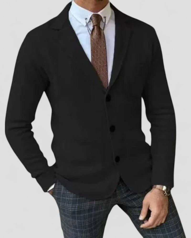 Men’s Tailored Lapel Knit Cardigan