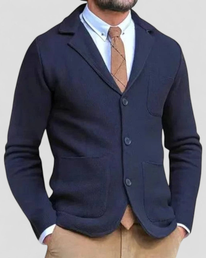 Men’s Tailored Lapel Knit Cardigan