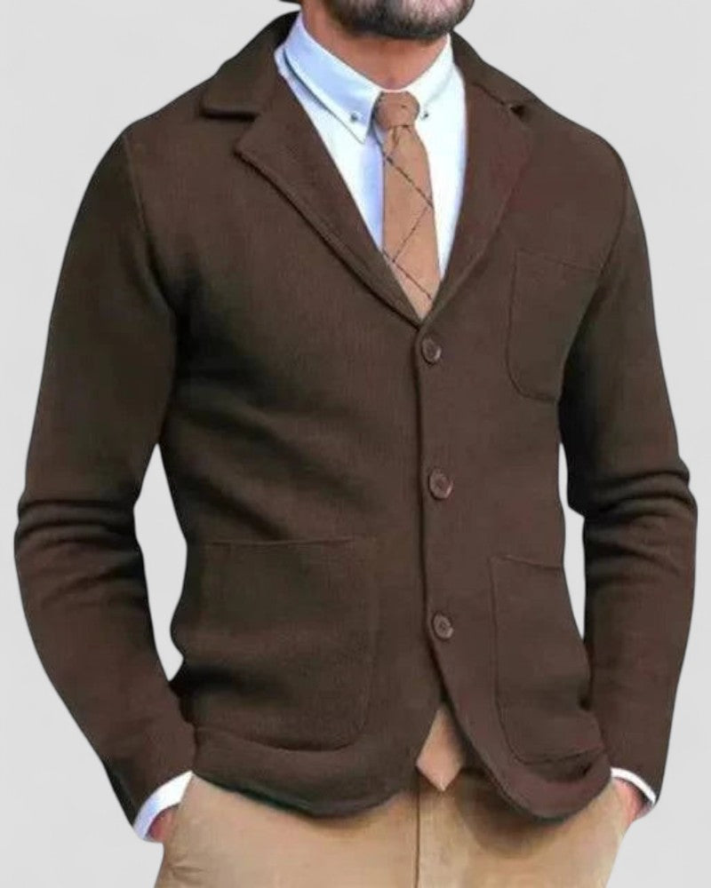 Men’s Tailored Lapel Knit Cardigan