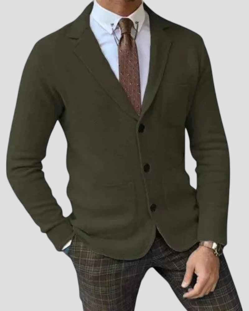 Men’s Tailored Lapel Knit Cardigan