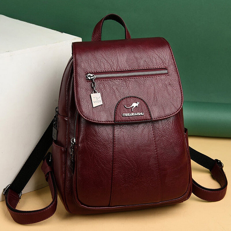 Classic Daily Leather Backpack for Ladies - BritishElegance