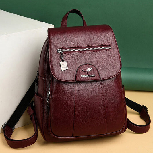 Classic Daily Leather Backpack for Ladies - BritishElegance
