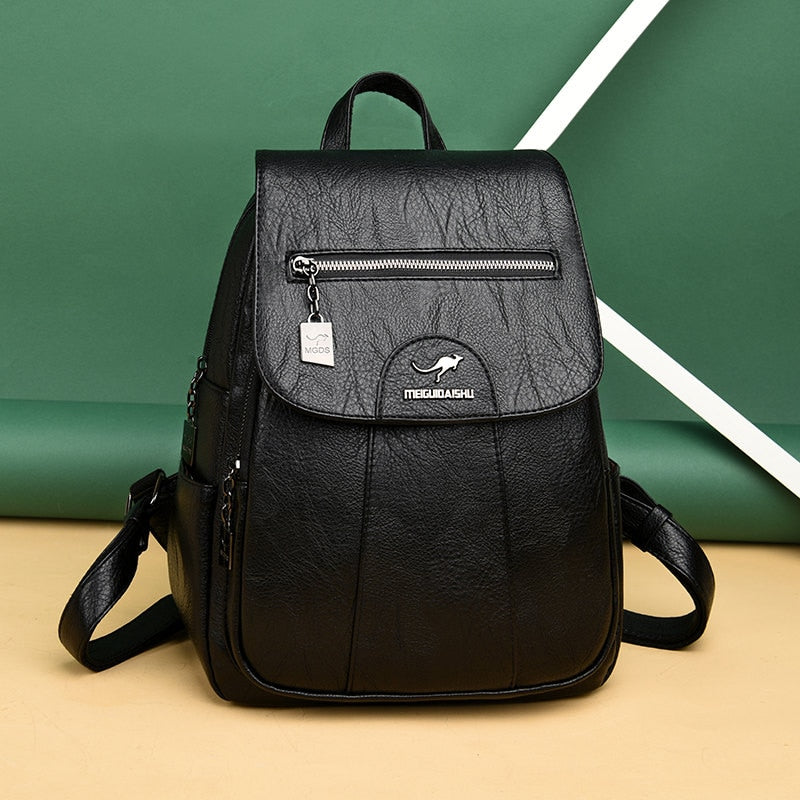 Classic Daily Leather Backpack for Ladies