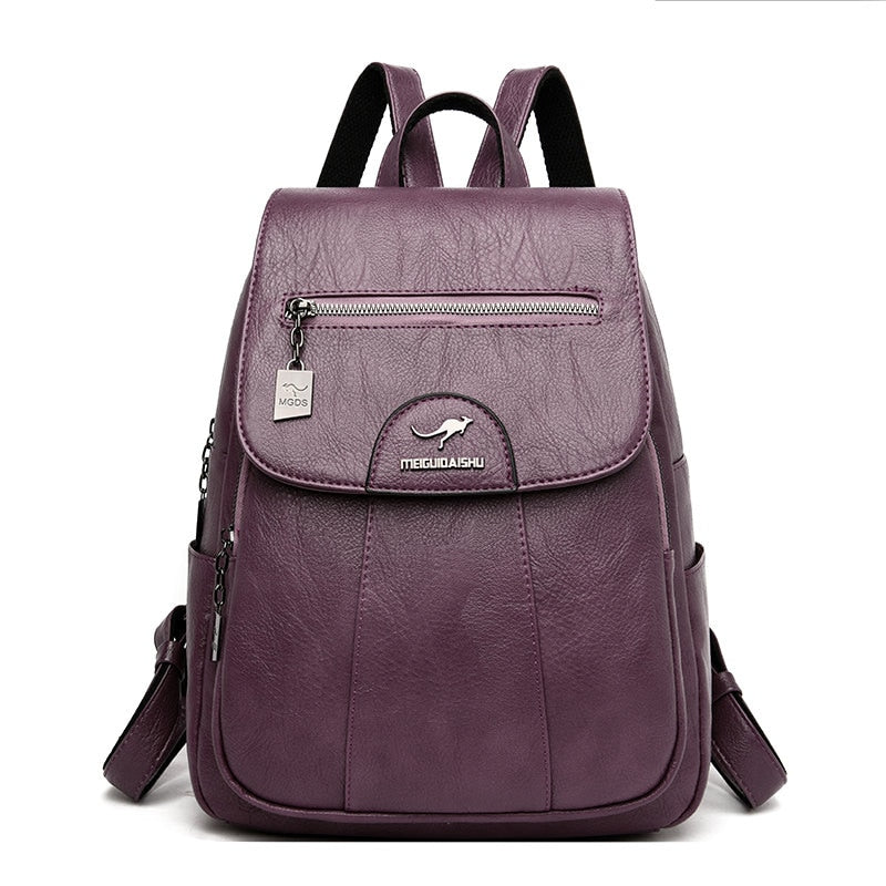 Classic Daily Leather Backpack for Ladies